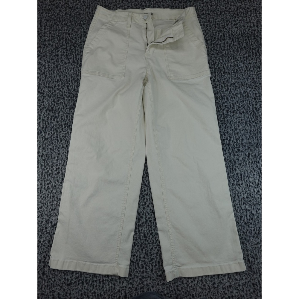 Sonoma Wide‎ Leg Pants Womens 12 Cream High Rise Utility Patch Pocket